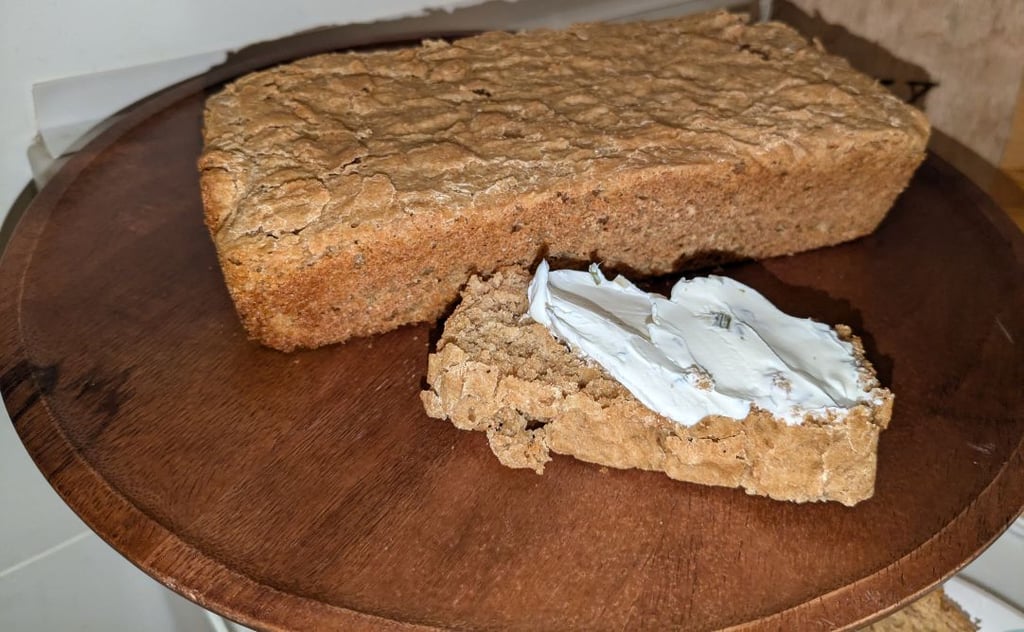 Final Einkorn Sandwich Bread with Cream Cheese Spread